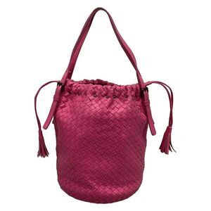 Bottega Veneta Shoulder Bag Intrecciato Pink Studded Tassel Leather